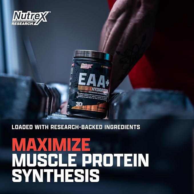 Nutrex Research EAA Hydration | EAAs + BCAAs Powder | Muscle Recovery Strength Muscle Building Endurance | 8G Essential Amino Acids + Electrolytes | Blood Orange Flavor 30 Serving