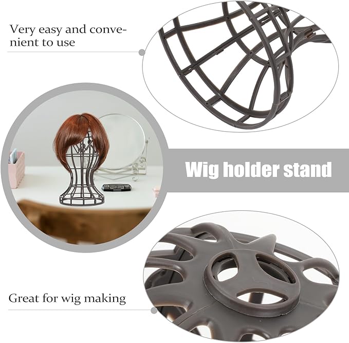 2Pcs Wig Holder Display Stand for Women Stable Plastic Wig Head Stand for Styling Braiding and Drying Multipurpose Salon and Travel Accessory Hats Glasses and Headpieces