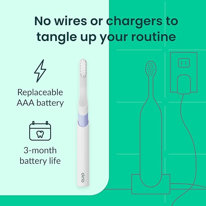 quip Sonic Toothbrush for Adults with Timer - Includes Extra Brush Head and Travel Cover Mount - Electric Soft Bristle Refill Head Plastic Handle 3 Month Battery Life - Travel Toothbrush - Lavender