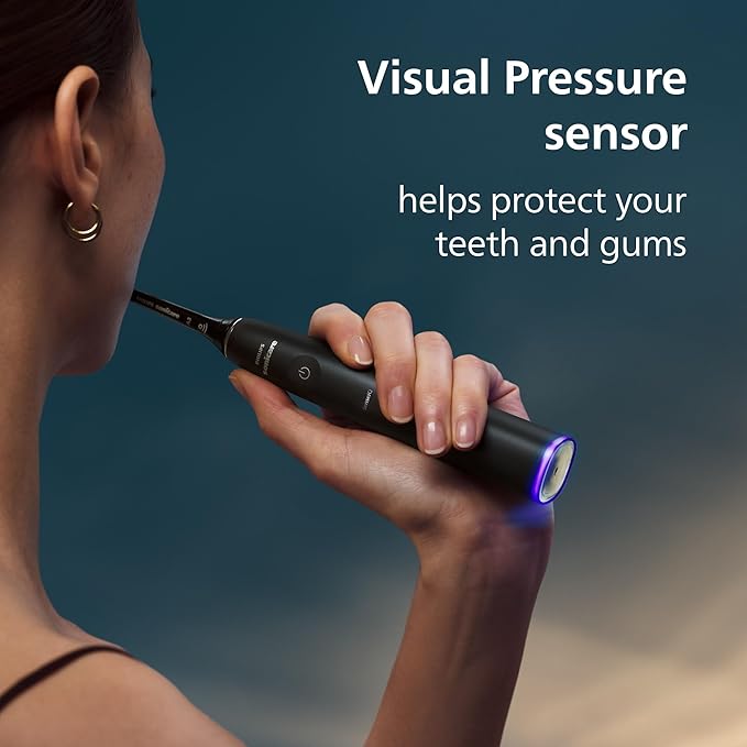 Philips Sonicare DiamondClean 9900 Prestige Electric Toothbrush - with SenseIQ Technology and Advanced AI App 5 Brushing Modes 3 Intensity Levels Charging Travel CaseMidnight Blue Model HX9990/12