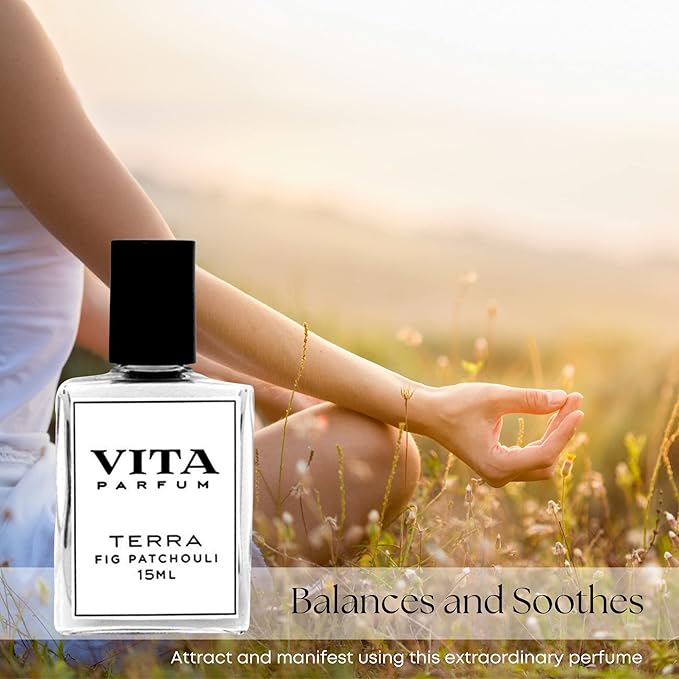 Vita Parfum Fig Patchouli Perfume Oil - Long Lasting Rich Earthy and Woody Patchouli Scent with Green Moss Sandalwood and Cedarwood Accents - All Natural Oil Woody Perfume for Women - 15 ml