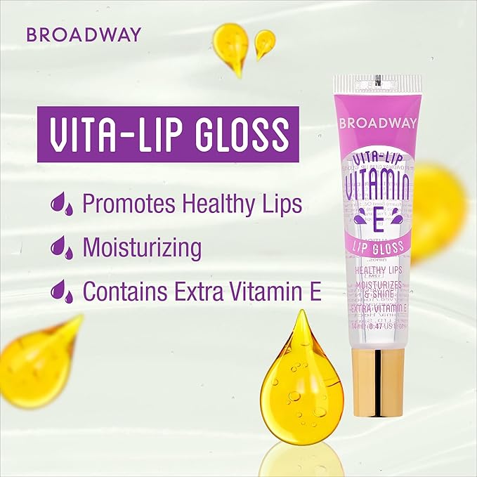 Ruby Kisses Broadway Vita-Lip Clear Lip Gloss (48 Pack) Ultra-Hydrating &amp Soothing Formula with Vitamins High-Shine Non-Sticky Finish Lip Balm with Mint Rosehip Coconut Mango Argan Honey S