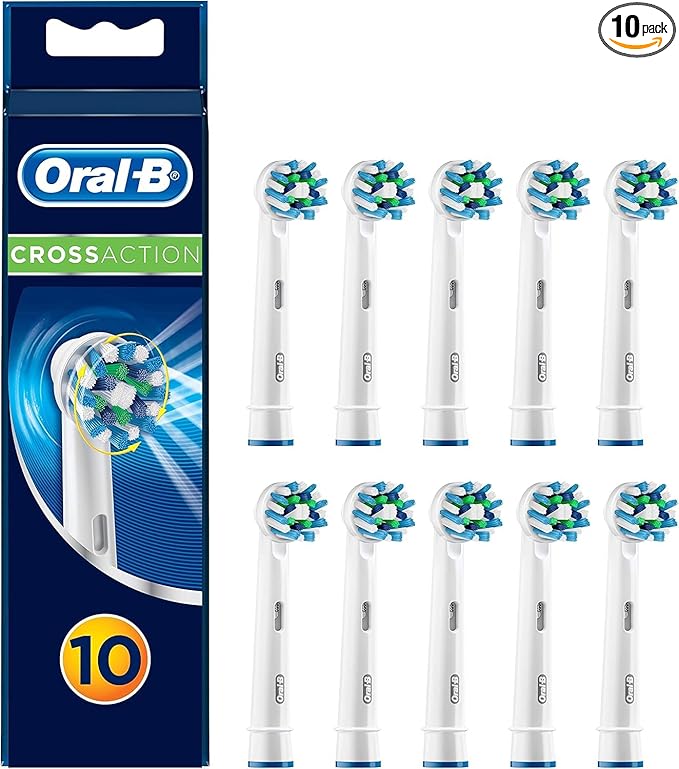 Oral-B Pro Cross Action Toothbrush Heads for Electric Toothbrush Pack of 10 Suitable for a Post Box