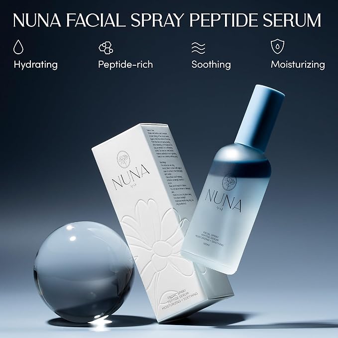 NUNA Ultra Hydrating Face Serum Spray with Peptides Niacinamide Hyaluronic Acid &amp Botanical Extracts ? Korean Lightweight Moisture Boost Facial Mist &amp Setting Spray for Makeup ? 3.38 fl oz