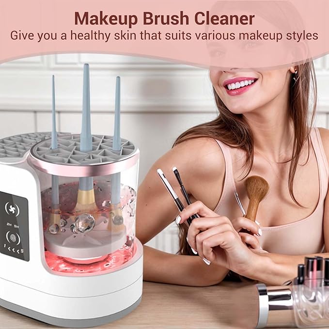 3 IN 1 Electric Makeup Brush Cleaner Machine With Makeup Brush Dryer Holder Portable Automatic USB Cosmetic Brushes Cleaner Tool for All Size Beauty Makeup Brush SetContour Eyeshadow Blush Brush