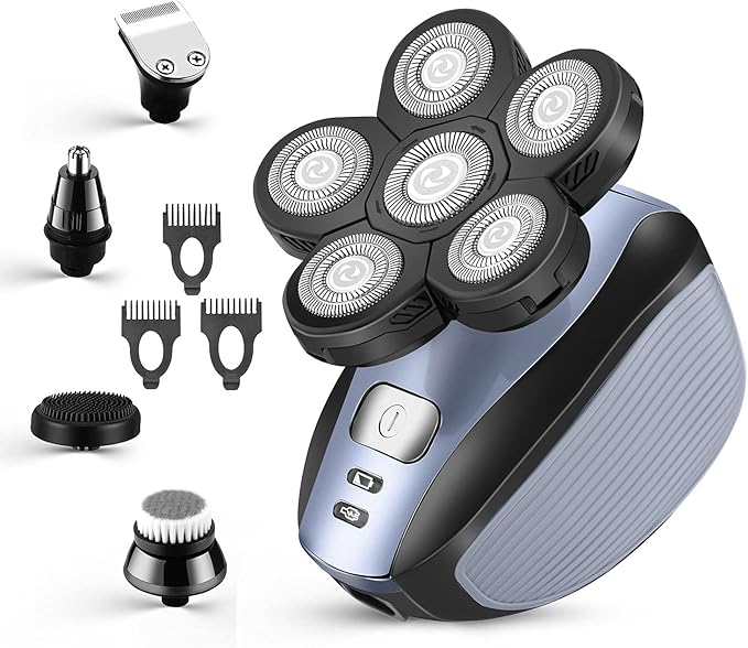 Head Shavers for Men - Upgraded Multifunctional Bald Head Shaver Waterproof Electric Razor for Men Cordless Rechargeable Shaving Grooming Kit (Blue)
