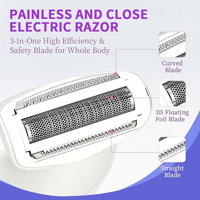 Electric Razors for Women Whole Body: 7 in 1 Hair Removal KitRechargeable Body Shaver - Wet Dry Hair Remover - Trimmer for Lady Face Underarms Public