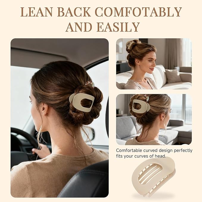 3 PACK Women's Flat Claw Hair Clips And 4 PACK No-Slip Hair Pin Strong Hold Square Hair Accessories For Thick &amp Thin Hair Lay Flat Design For Work &amp Daily Styling(A)