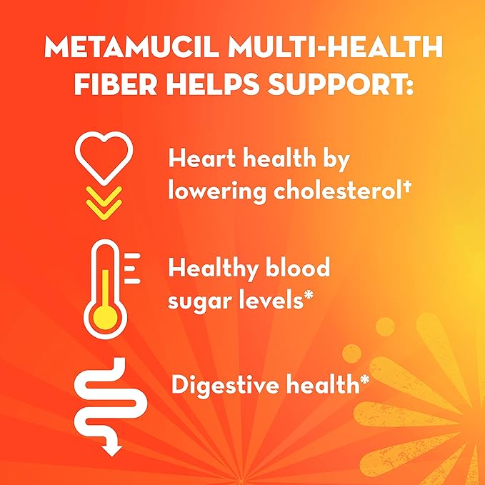Metamucil Daily Fiber + Collagen Psyllium Husk Powder Plant Based Fiber Supplement Sugar-Free with Stevia 3-in-1 Fiber Supplement for Digestive Health Orange Flavored 90 Doses