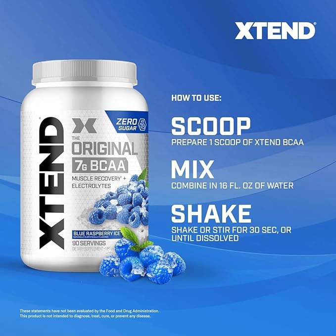 Xtend Original BCAA Powder 7g BCAA and 2.5g L-Glutamine Sugar Free Post Workout Muscle Recovery Drink with Amino Acids for Men &amp Women 90 Servings
