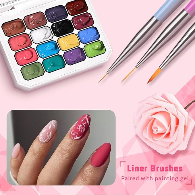 Sponge Pat Paint Nail Gel Ombre Nails Gradient Gel Nail Blush Blooming Aura Nails Drawing Stripper Floral Painting DIY Nail Art No Wipe UV/LED Curing (16 Colors i)