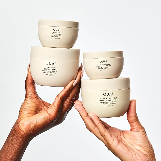OUAI Fine to Medium Hair Treatment Masque - Mask for Hair Repair Hydration and Shine - With Shea Butter Keratin and Panthenol - Paraben Phthalate and Sulfate Free (3.4 Oz)