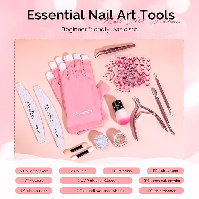 MelodySusie Gel Nail Polish Kit with UV Light P-PLUS30F- Popular Color Gel with Builder and Baser &ampGlossy Top Coat Soak Off Includes Nail Art Tools Nail Art Gift for Women &amp Girls