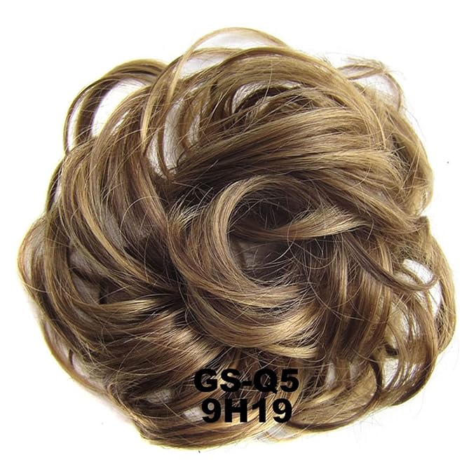 SONGCHAO Fake Hair Bun 1 Pack Messy Bun Hair Hoops Ponytail Hair Extensions Synthetic Donut Hair Bun Curly Wavy Hair Bun Wigs for Women Hair Accessories (Color : 9H19)