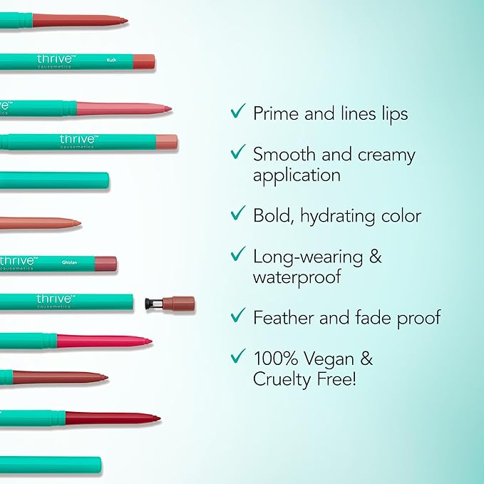 Thrive Causemetics Lip Filler Long-Wearing + Plumping Lip Liner Shea Butter Hydrating Lip Plumper Retractable Lip Liner Pencil Built In Sharpener Vegan &amp Cruelty Free Maureen (Petal Pink)
