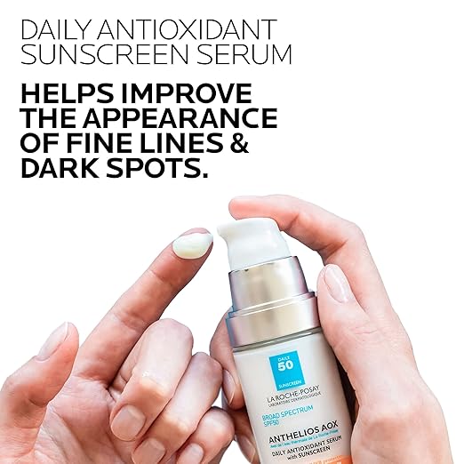 La Roche-Posay Anthelios AOX Daily Antioxidant Serum with SPF Face Moisturizer with Sunscreen and Vitamin C &amp E Oil Free Face Sunscreen for Sensitive Skin Moisturizing Sun Protection