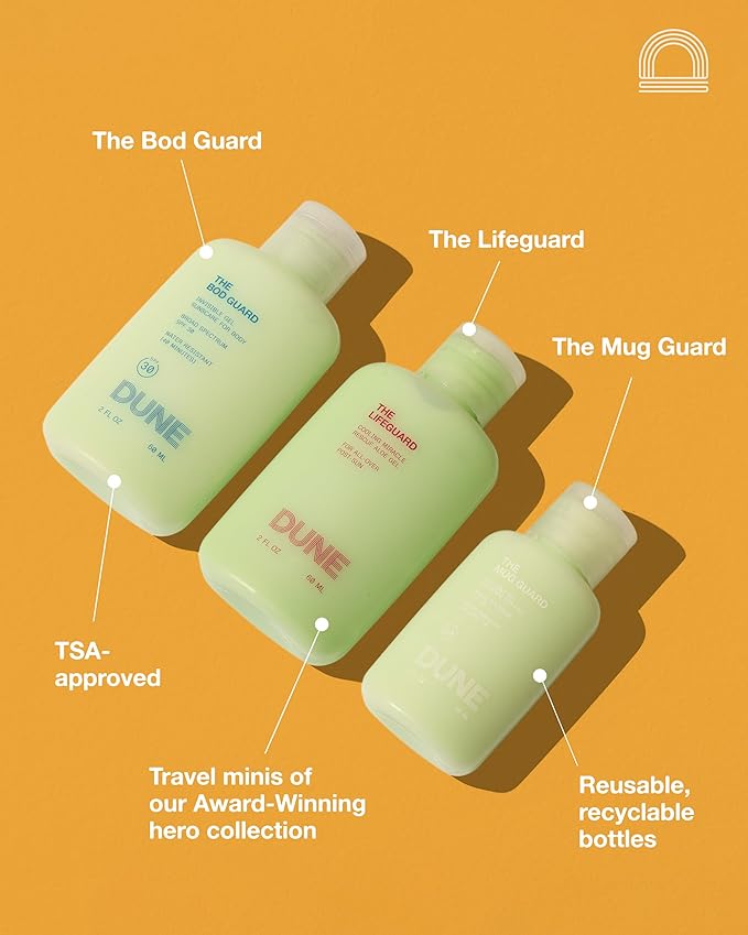 Jetsetter Gelly Mini Travel Sunscreen Kit - 72-Hour Hydration Fine Line Redness Reduction Moisturising Face and Body Sunscreen - Travel SPF Kit w/Aloe Rescue Gel for Tan Relief (2 Fl Oz Each)