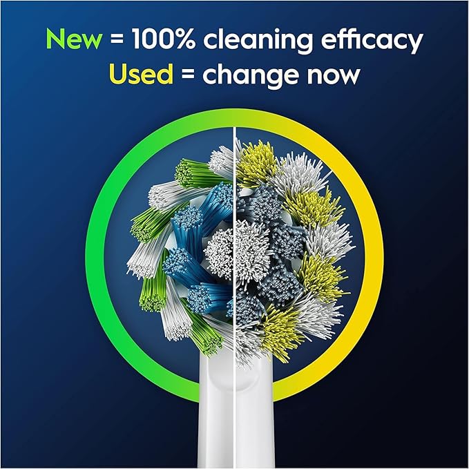 Oral-B Pro Cross Action Electric Toothbrush Head X-Shape and Angled Bristles for Deeper Plaque Removal Pack of 8 Toothbrush Heads White