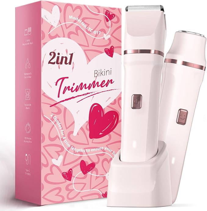 Bikini Trimmer for Women - Painless Electric Razors for Silk SkinCordless Body Shaver for TripReplaceable Lady Facial Razor IPX7 Waterproof&ampEasy Cleaning Stocking Stuffers Christmas Gifts