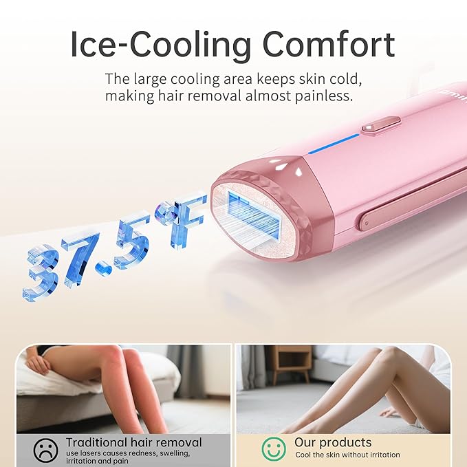 Ice Cooling IPL Home Use Hair Removal Device Laser Hair Removal Machine Painless Epilator for Women Men 3 Energy Levels &amp 2 Modes Face Body Use with Razor &amp Glasses