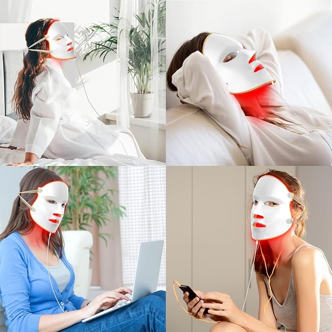 Aphrona® | FDA cleared Moonlight LED Facial Mask Skin Care Mask LED Light Therapy Red Blue light for Acne Removal Wrinkle Reduction