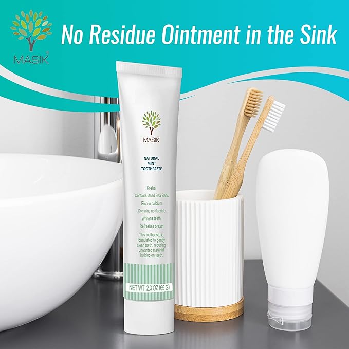 Masik Natural Toothpaste ? Whitening &amp Sensitive Teeth | Dead Sea Salt | Stain &amp Plaque Remover | Bleeding Gums &amp Canker Sore Care | Floride &amp SLS-Free | Non-Foaming | Made in Israel (
