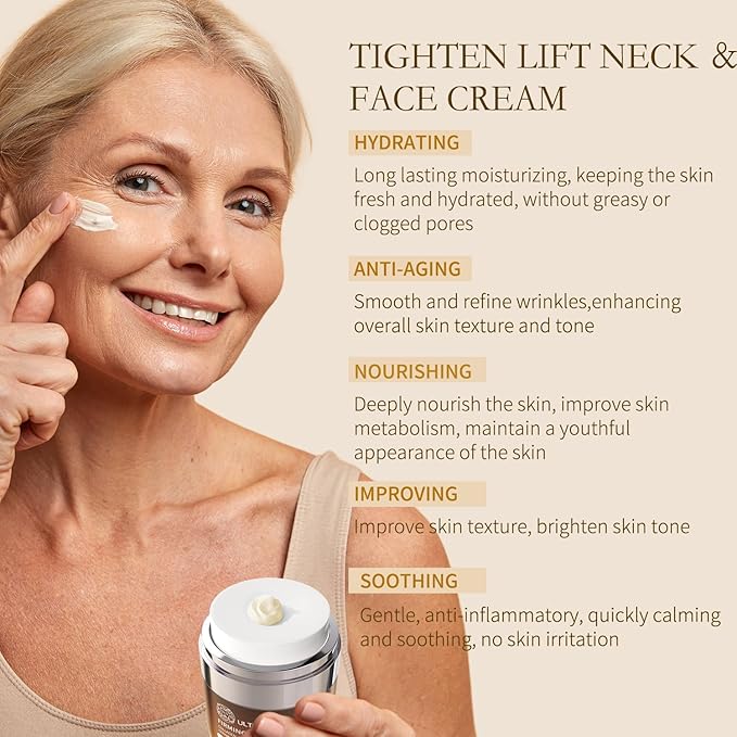 Tighten and Lift Neck Cream Deep Hydration Neck Firming Cream with Retinol Collagen &amp Honey Anti-Aging &amp Wrinkle Moisturizer for Face Neck &amp D?collet? Women &amp Men 1.7 Fl Oz