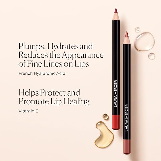 Laura Mercier Caviar Perfecting Lip Liner Pencil 16HR Longwear Comfortable Non-Dragging Application Feather and Water-Proof Infused with French Hyaluronic Acid and Vitamin E