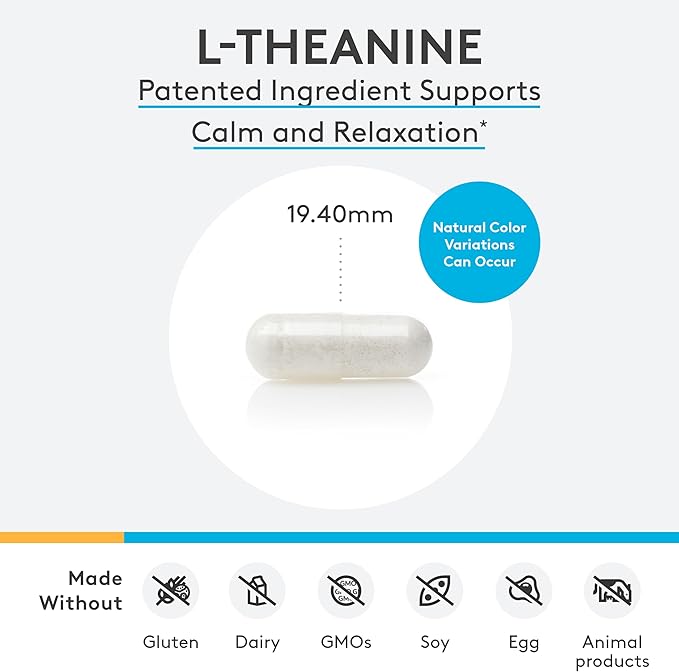 XYMOGEN L-Theanine - Patented Suntheanine L theanine 400mg Per Serving - Amino Acid Supplement to Support Calm + Relaxation Without Drowsiness Liver Health (120 Capsules)