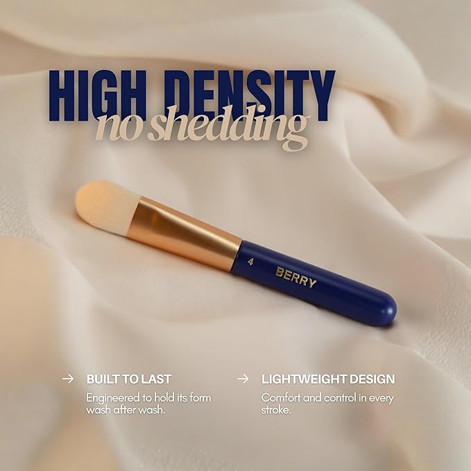 BERRY Blue Premium Makeup Brush Set ? 12-Piece Professional Ultra-Soft Synthetic Brushes for Face &amp Eyes | Foundation Powder Blush Concealer Eyeshadow ? Vegan Cruelty-Free Numbered Travel C