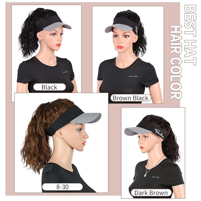 Hat Wig for Women Baseball Hat wig women's wig short curly hair wool curly wig ponytail braid wavy wig