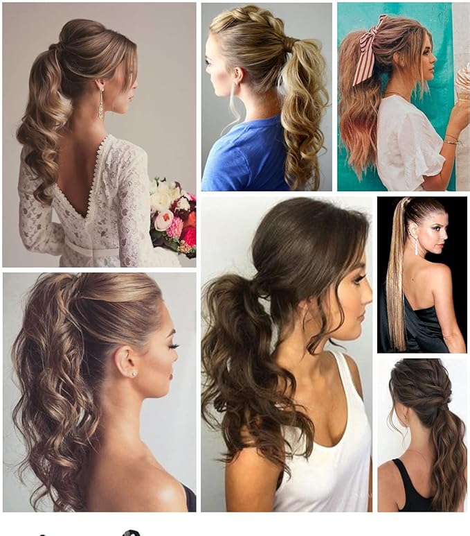 Hair Accessories 22/34 Inch Ponytail Extension Straight Hair Wig Bow Hair Band Synthetic Ponytail Women Extra Long Hair Extensions Hair Pieces For Women(0122inches)