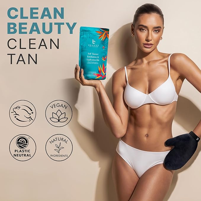 Tanning Lotion Self Tanner Kit - USA Made with Organic &amp Natural Ingredients Self Tanning Lotion Face Tanner &amp Application Kit Non Toxic Gradual Tan Sunless Tan for Women &amp Men
