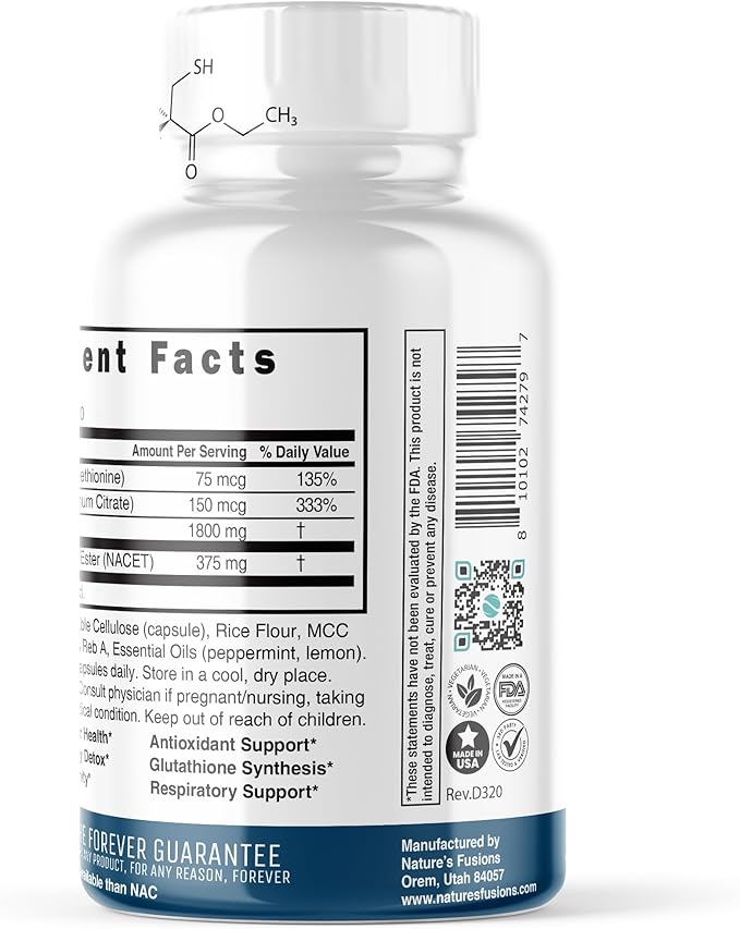 Nature's Fusions Neuro NAC Supplement 375mg Extra Strength with 1800mg Glycine - N-Acetyl Cysteine Ethyl Ester - 20x More Bioavailable Than NAC 600 mg - Boost Glutathione 10x More Than Liposomal