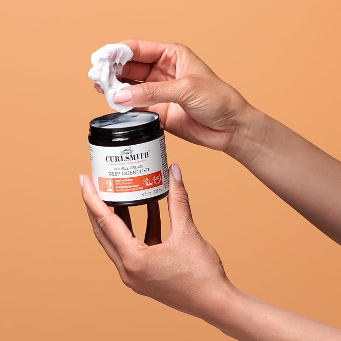 CURLSMITH Double Cream Deep Quencher - Deep Conditioning Mask for Curls Hydrating and Detangling For All Curl Types Vegan &amp Cruelty Free (8 oz)