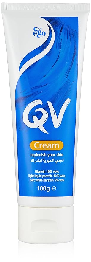 QV Cream with 10% Glycerin (100g) Rich Protective Moisturiser for Sensitive Dry Skin Fragrance Free Noncomedogenic Body Cream Hydrating Skin Care for Eczema Psoriasis Dermatitis Tube