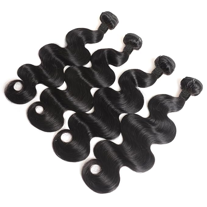 Human Hair Bundles 14 16 18 20 Inch Body Wave Bundles Human Hair Unprocessed Brazilian Virgin 4 Bundles Natural Black for Women