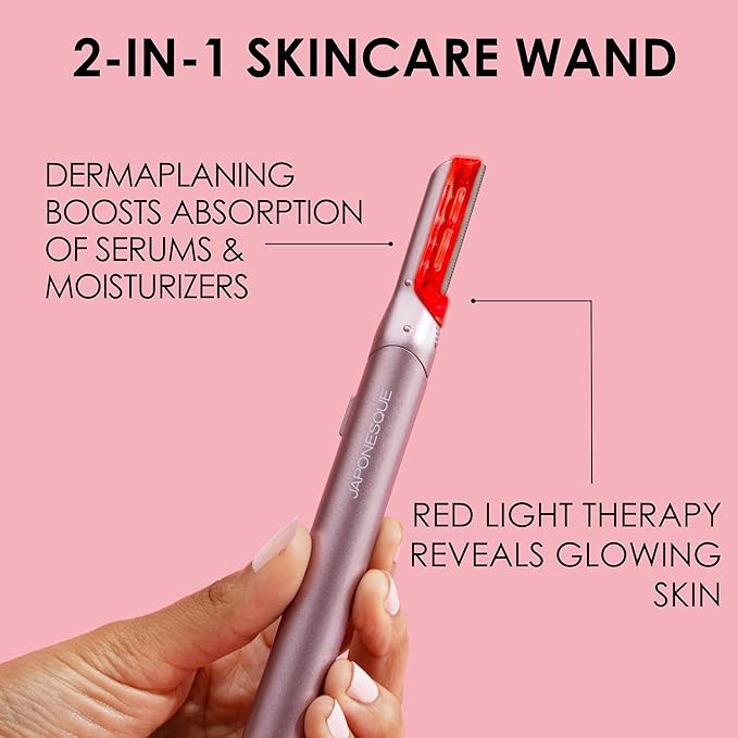 JAPONESQUE SKINTherapy LumeBlade Facial Dermaplane Razor with Soothing Red Light Therapy at the Blade Includes 2 Replacement Blades