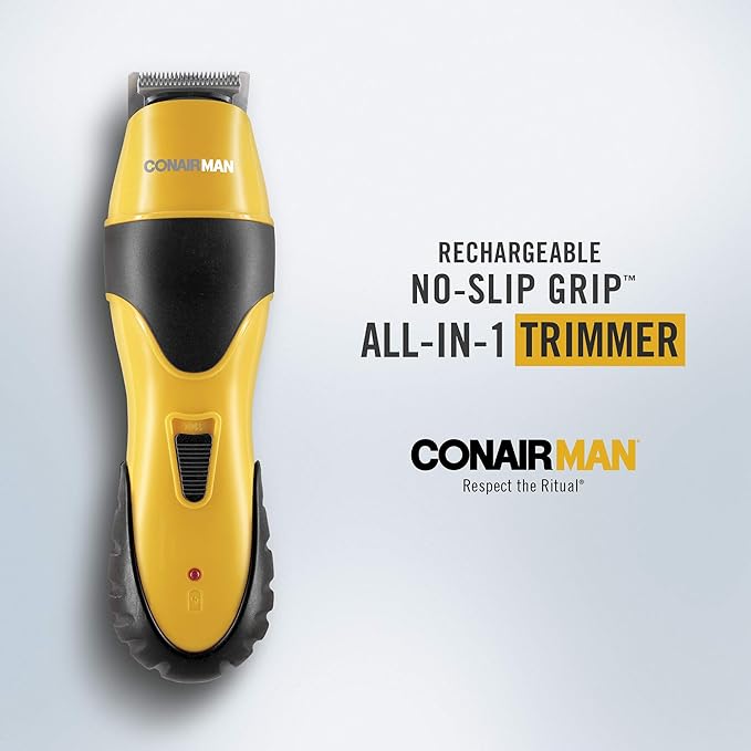 ConairMAN All-in-One Beard Trimmer for Men for Face Nose and Ear Hair Trimmer6 piece Men's Grooming Kit Cordless/Rechargeable