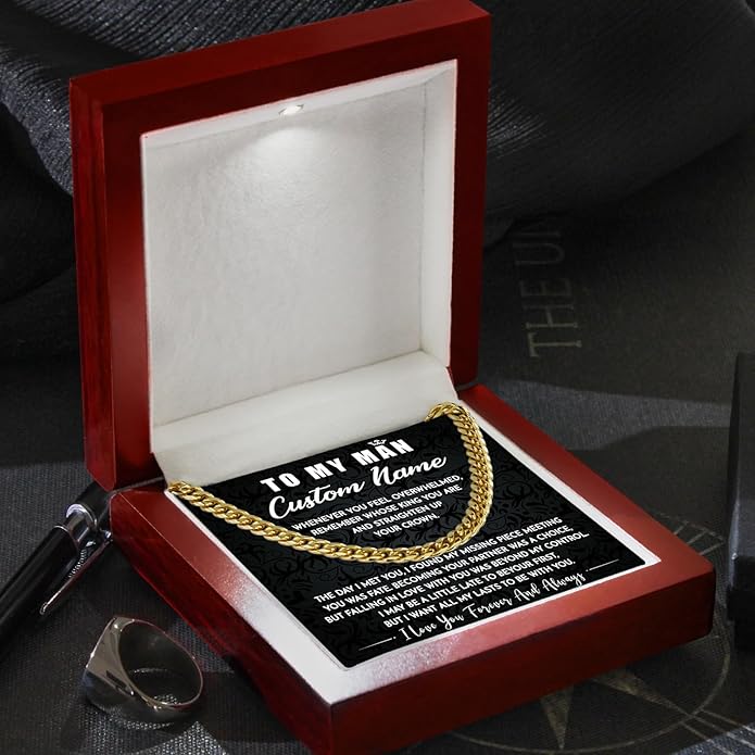 To My Man Necklace Custom Cuban Chain Necklace Gift For Husband Valentine Gift For Men Anniversary Birthday Gift For Him Husband Necklace From Wife Boyfriend Jewelry From Girlfriend