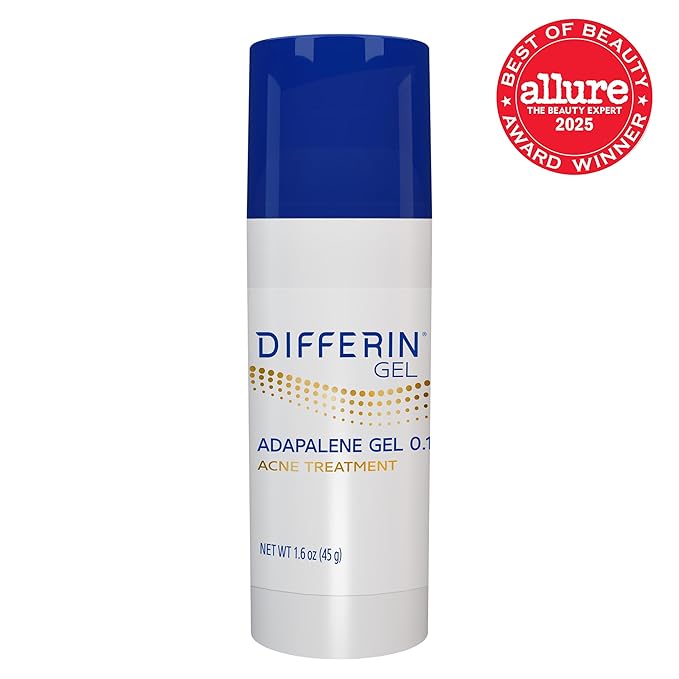 Differin Acne Treatment Gel 90 Day Supply Retinoid Treatment for Face with 0.1% Adapalene Gentle Skin Care for Acne Prone Sensitive Skin 45g Pump (Packaging May Vary)