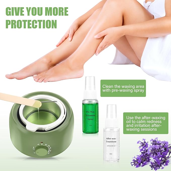 Waxing Kit - Wax Warmer for Hair Removal Hard Wax Kit with 14oz 5 Bags Hard Wax Beans for Full Body Legs Face Eyebrows Bikini Brazilian Waxing Kit for Women Men