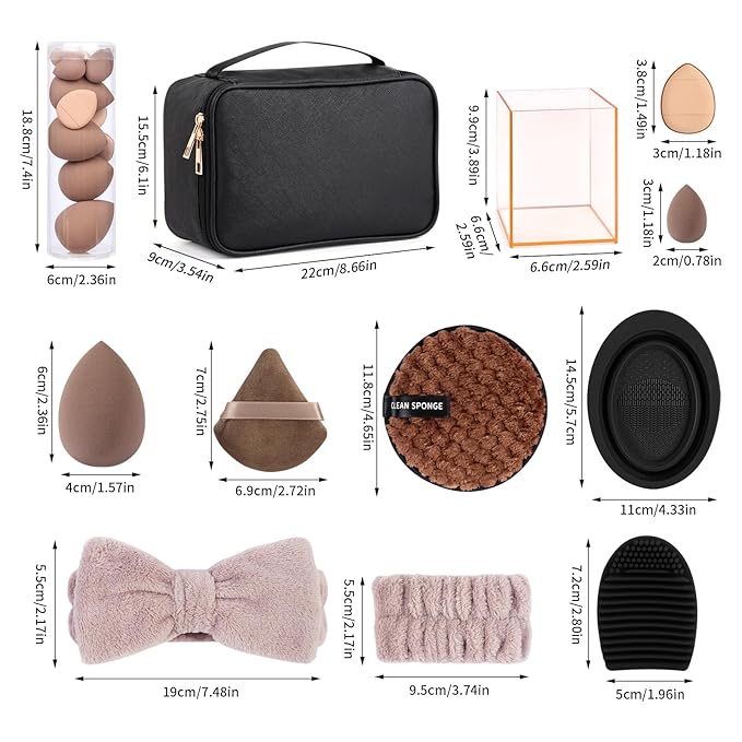 MAGEFY Makeup Brushes 37 Pcs Makeup Kit Multi-functional Makeup Tool Set with Double-End Powder Blush Eyeshadows Brush Make up Brushes Set BagChampagne