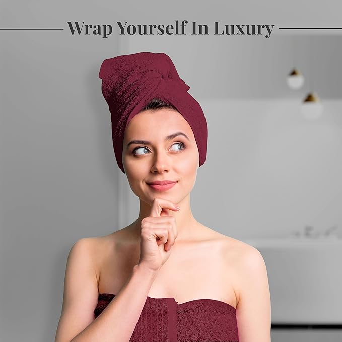 Tens Towels Pack of 4 Extra Large Bath Towels 30 x 60 Inches 100% Cotton Larger &amp Lighter Weight Quicker to Dry Super Soft and Absorbent Perfect for Bathroom Burgundy