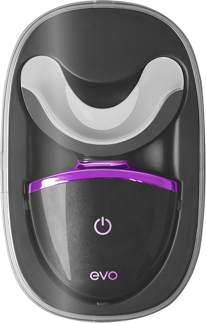 EVO LED Light Teeth Whitening Kit with Blue Light Mouthpiece Enamel Safe Stain Remover Charging Travel Case Includes 3 Whitening Pens 30-Minute Treatments