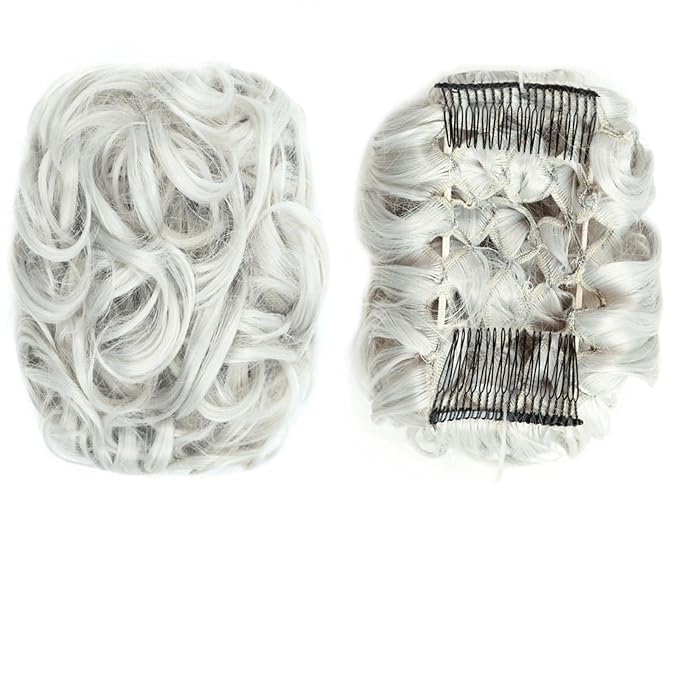 EARSHOT Hair Buns Hair Piece Synthetic Messy Bun Wig Hair Pieces Wavy Curly Bun Ponytail Hair Extensions Bun Hair Comb Women Bun Wig Hair Accessories For Girls (Color : 1001)