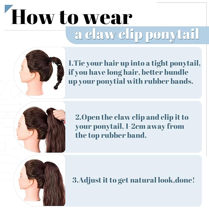SEGO Claw Clip Ponytail Extension Human Hair Clip in Ponytail Hair Extensions Real Human Hair Pony Tails Hair Extensions Long Straight For Women -16 Inch Golden Brown&ampBleach Blonde 105 Gram