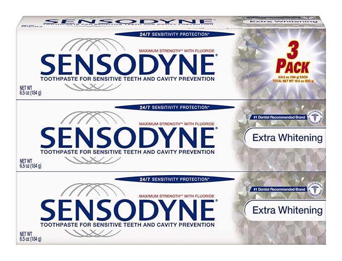 Sensodyne 24/7 Sensitivity Protection Extra Whitening Toothpaste 6.5 Ounce Tubes (Pack of 3)