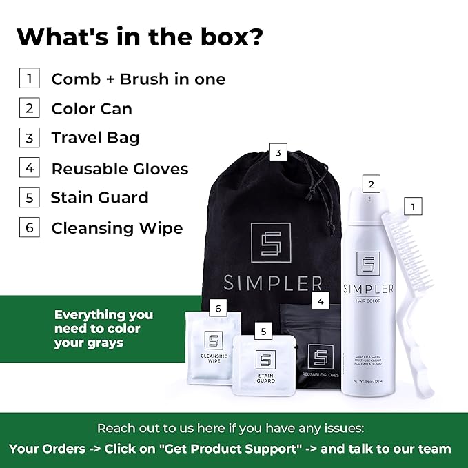 Simpler Hair Color Ginger Mustache and Beard Upgraded Brush Kit with 3 Brushes Included for Precision Application - Gentle Natural Looking Ammonia Free Beard and Hair Dye for Men