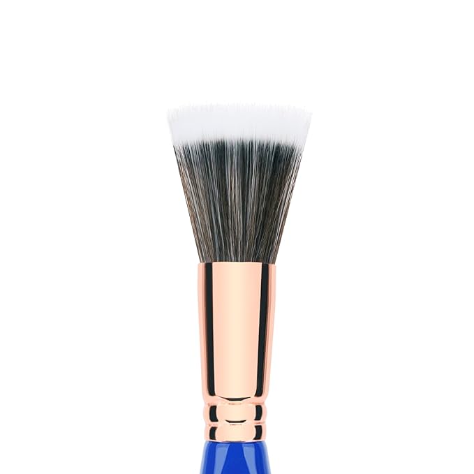 Bdellium Tools Professional Makeup Brush - Golden Triangle 955 Duo Fibre Finishing - With All Vegan and Soft Synthetic Fibers For Stippling Lightweight Application (Blue 1pc)